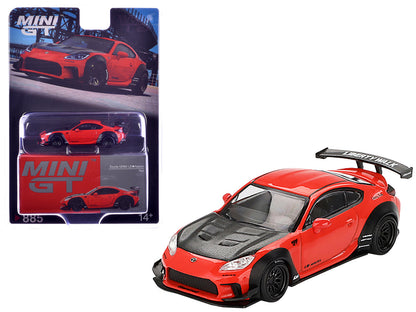 Toyota GR86 "LB-Nation - Liberty Walk" Red with Carbon Hood Limited Edition 1/64 Diecast Model Car by Mini GT  free shipping USA