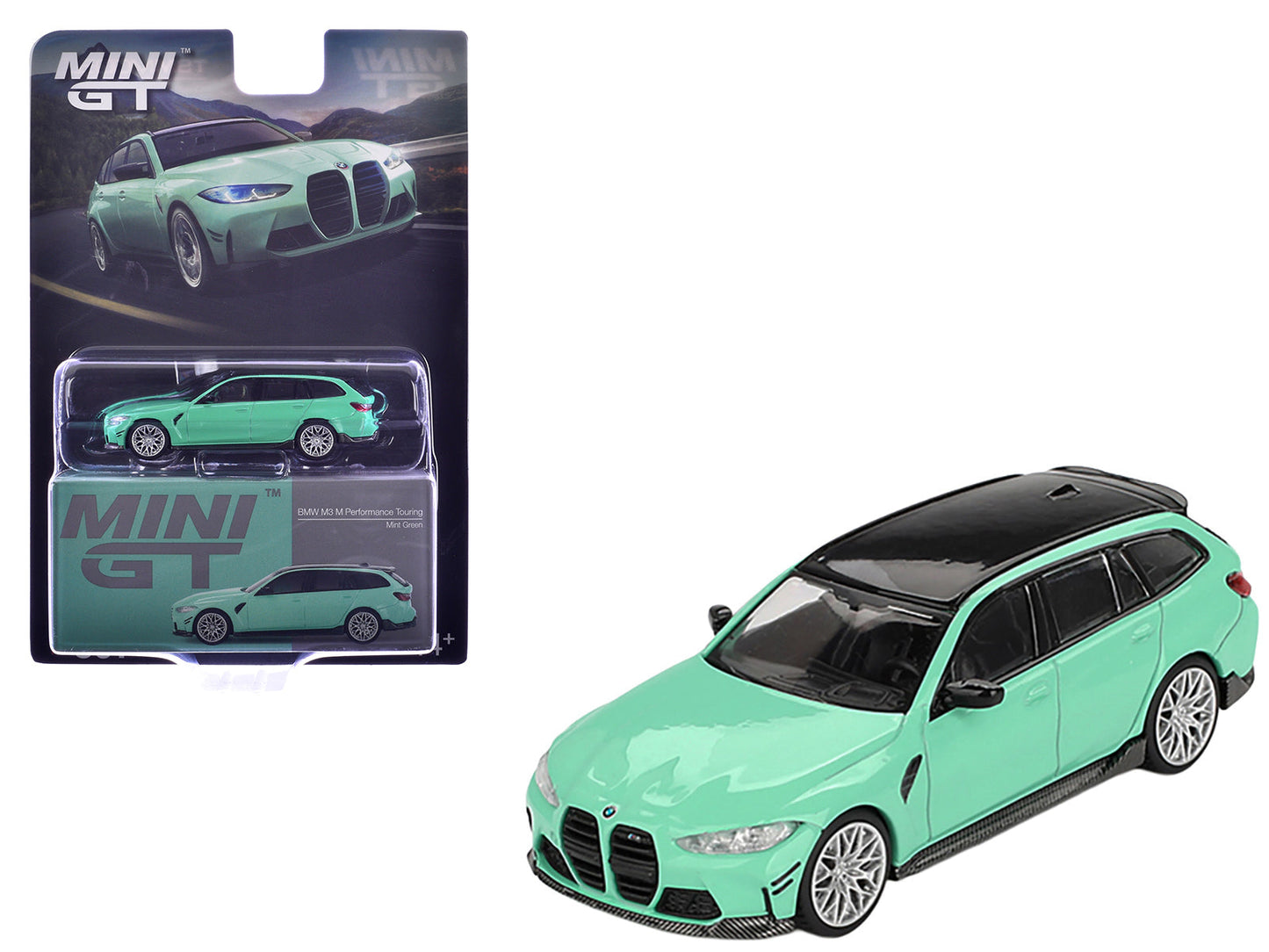 BMW M3 M Performance Touring Mint Green with Black Top Limited Edition 1/64 Diecast Model Car by Mini GT  free shipping USA