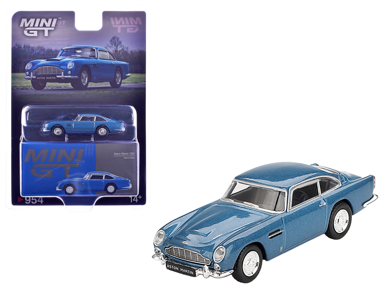 Aston Martin DB5 Sierra Blue Metallic Limited Edition 1/64 Diecast Model Car by Mini GT  free shipping USA