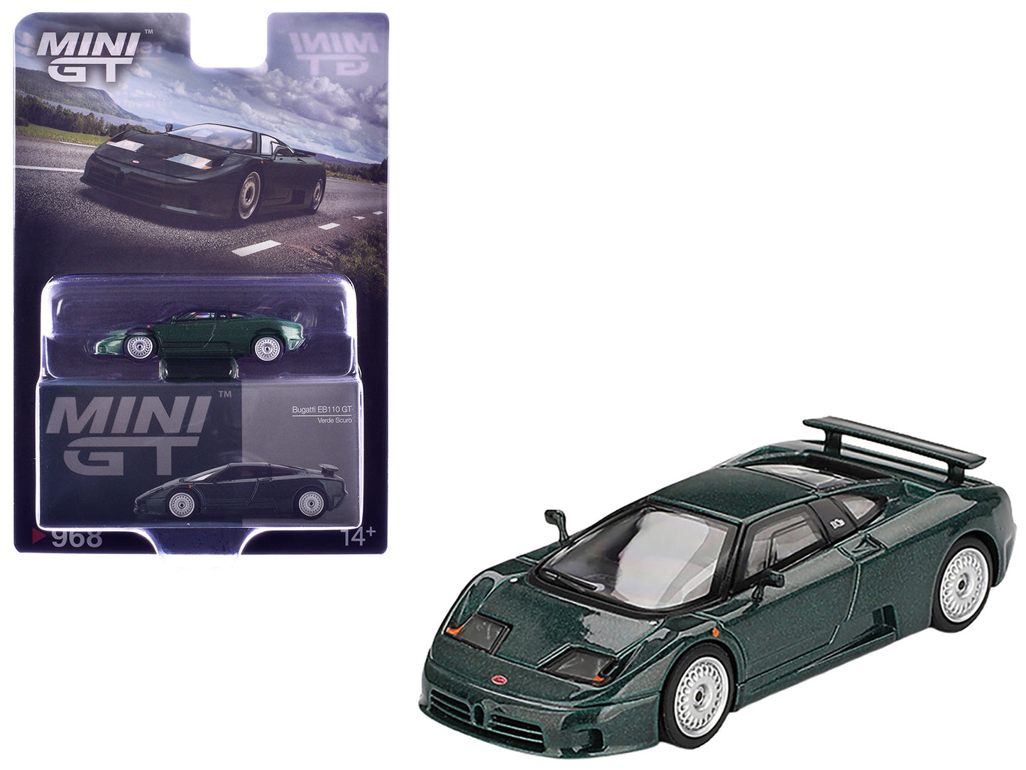 Bugatti EB110 GT Verde Scuro Dark Green Metallic Limited Edition 1/64 Diecast Model Car by Mini GT  free shipping USA