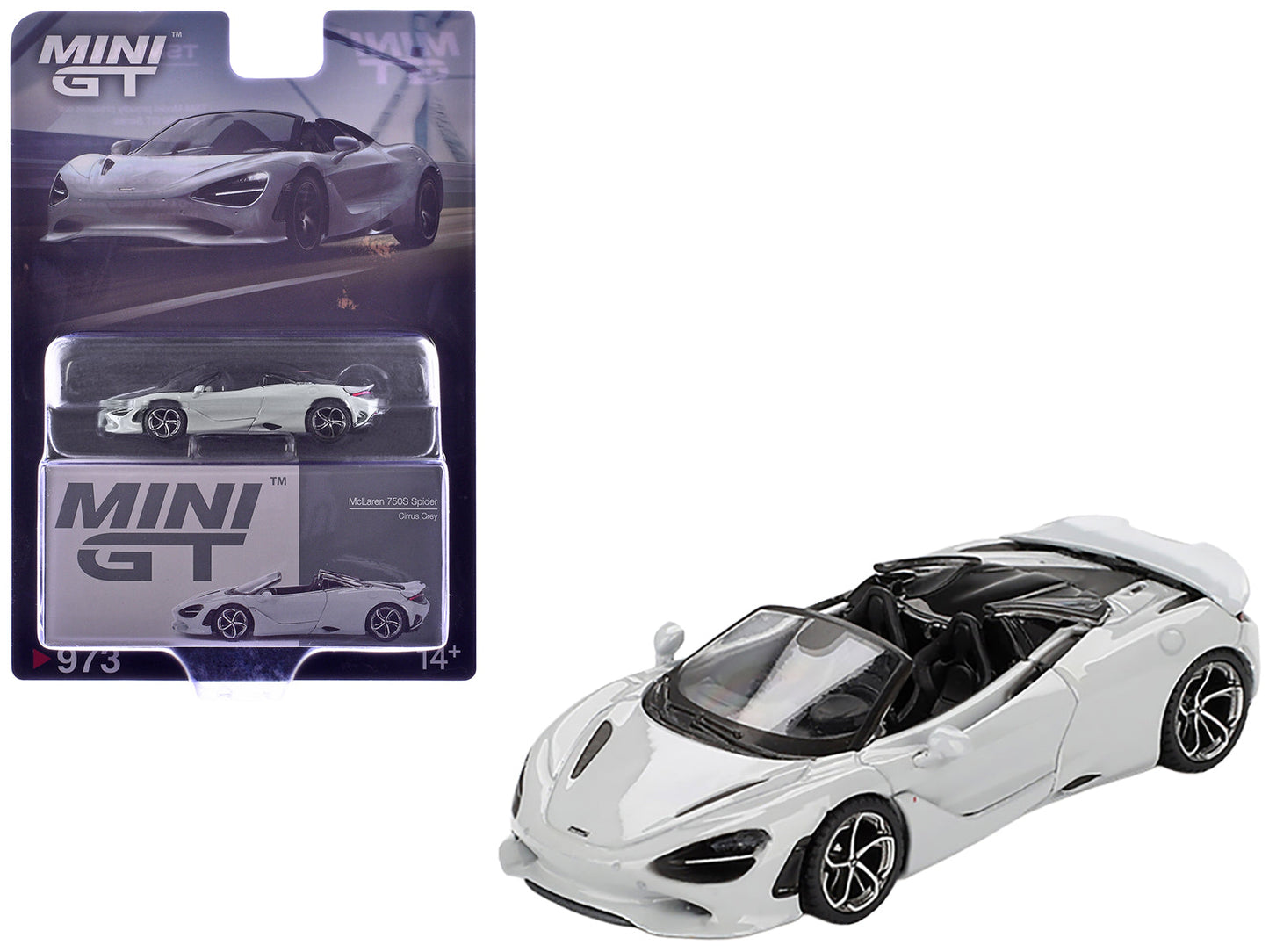 McLaren 750S Spider Cirrus Gray Limited Edition 1/64 Diecast Model Car by Mini GT  free shipping USA