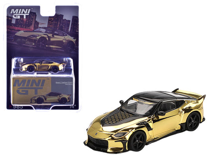 Nissan Z VeilSide FFZ400 Gold Chrome with Black Top Limited Edition 1/64 Diecast Model Car by Mini GT  free shipping USA