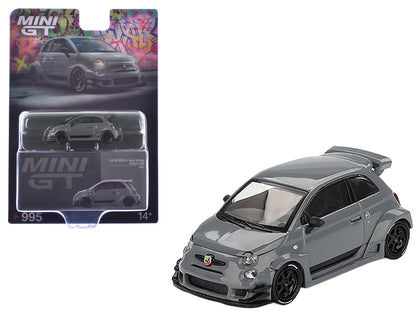 ABARTH 595 #49 "LB-Works x Abas Works" Gray Limited Edition 1/64 Diecast Model Car by Mini GT  free shipping USA