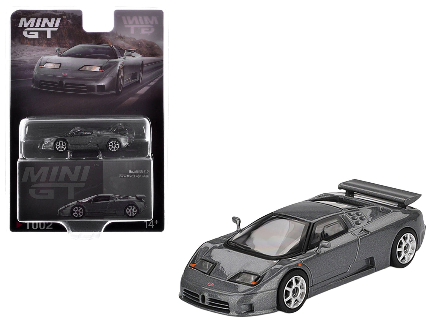 Bugatti EB110 Super Sport Grigio Scuro Dark Gray Metallic Limited Edition 1/64 Diecast Model Car by Mini GT  free shipping USA