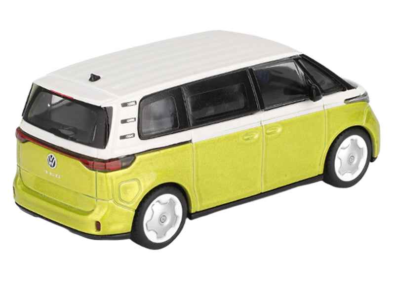 Volkswagen ID. Buzz Van Pomelo Yellow Metallic and Candy White Limited Edition 1/64 Diecast Model Car by Mini GT