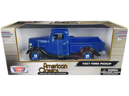 1937 Ford Pickup Truck Blue Metallic and Black "American Classics" 1/24 Diecast Model Car by Motormax  free shipping USA