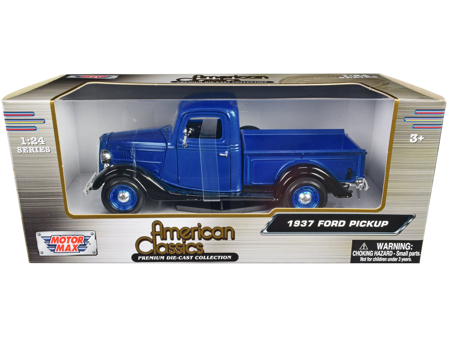 1937 Ford Pickup Truck Blue Metallic and Black "American Classics" 1/24 Diecast Model Car by Motormax  free shipping USA