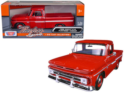 1966 Chevrolet C10 Fleetside Pickup Truck Red 1/24 Diecast Model Car by Motormax  free shipping USA