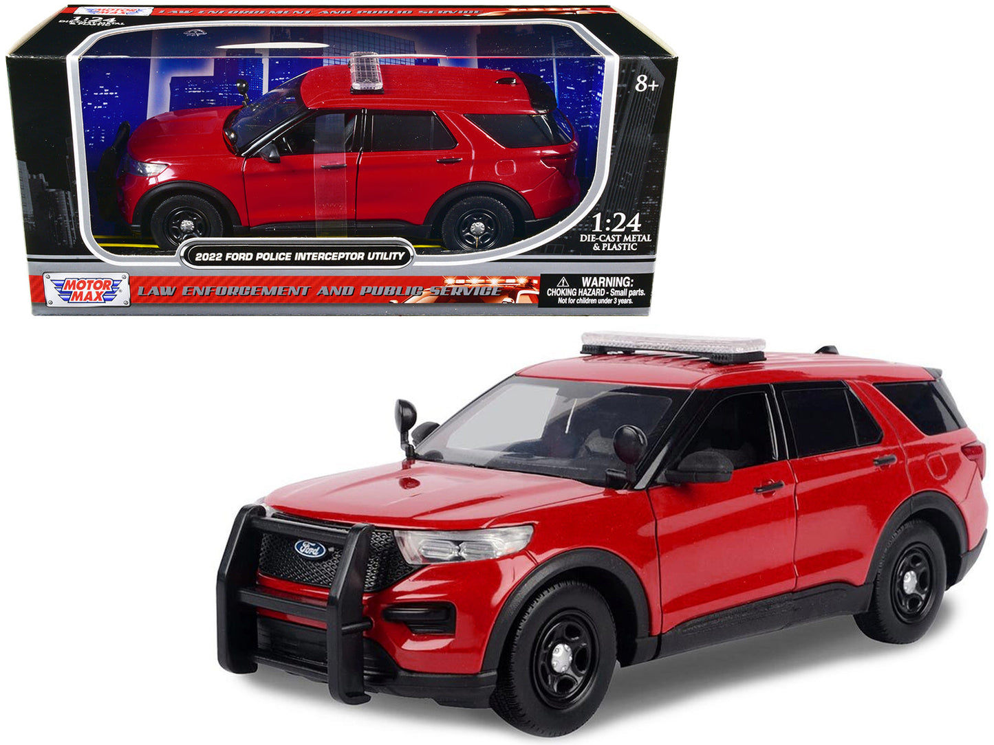 2022 Ford Police Interceptor Utility Unmarked Red 1/24 Diecast Model Car by Motormax  free shipping USA