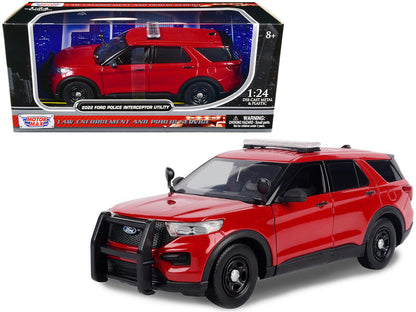 2022 Ford Police Interceptor Utility Unmarked Red 1/24 Diecast Model Car by Motormax  free shipping USA