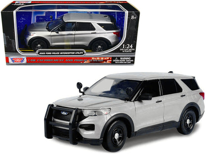 2022 Ford Police Interceptor Utility Unmarked Slick-Top Silver 1/24 Diecast Model Car by Motormax  free shipping USA