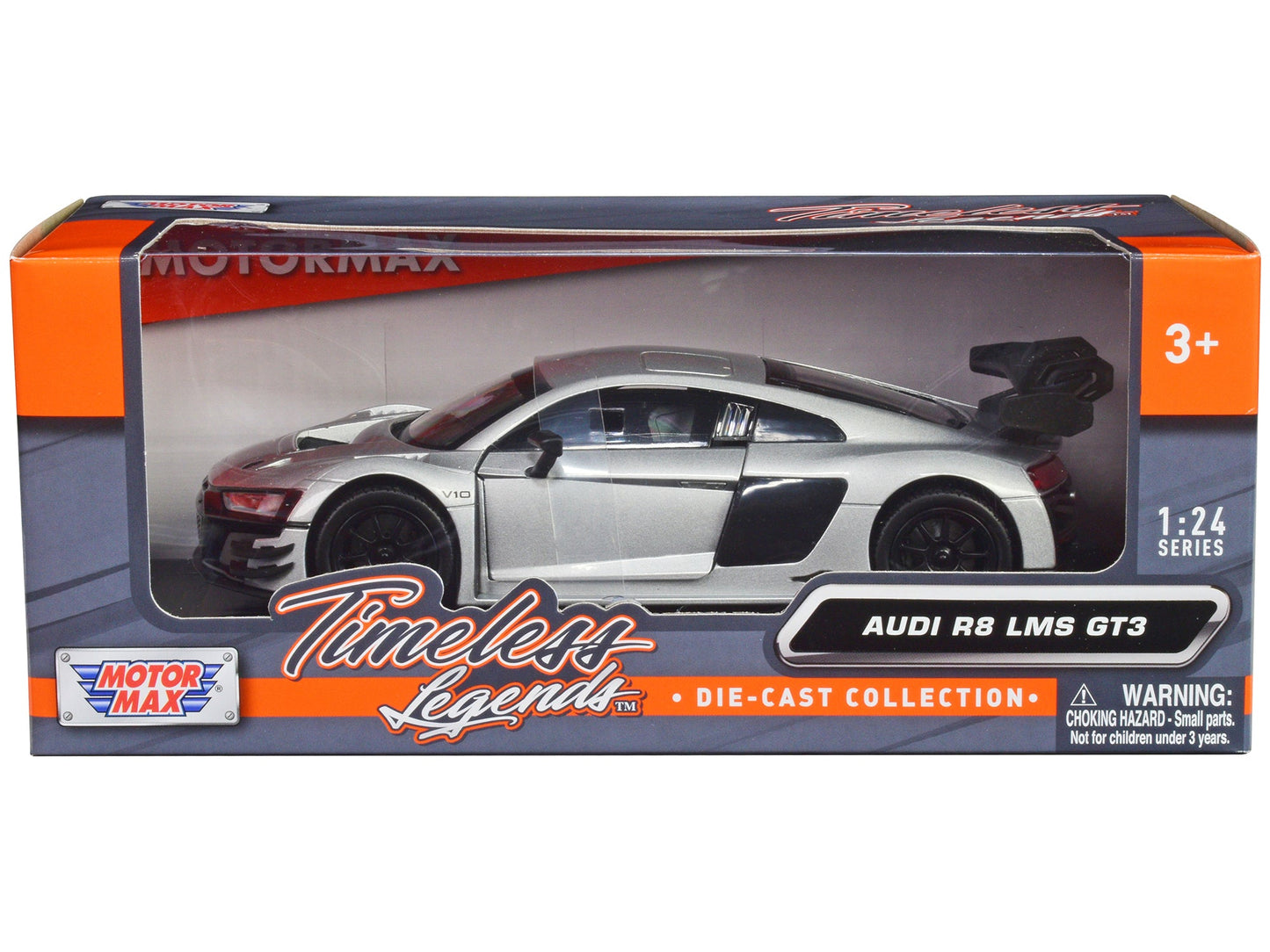 Audi R8 LMS GT3 Silver Metallic "Timeless Legends" Series 1/24 Diecast Model Car by Motormax  free shipping USA