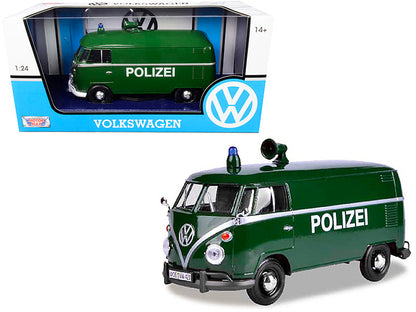Volkswagen Type 2 (T1) Police Van "Polizei" Dark Green 1/24 Diecast Model Car by Motormax  free shipping USA