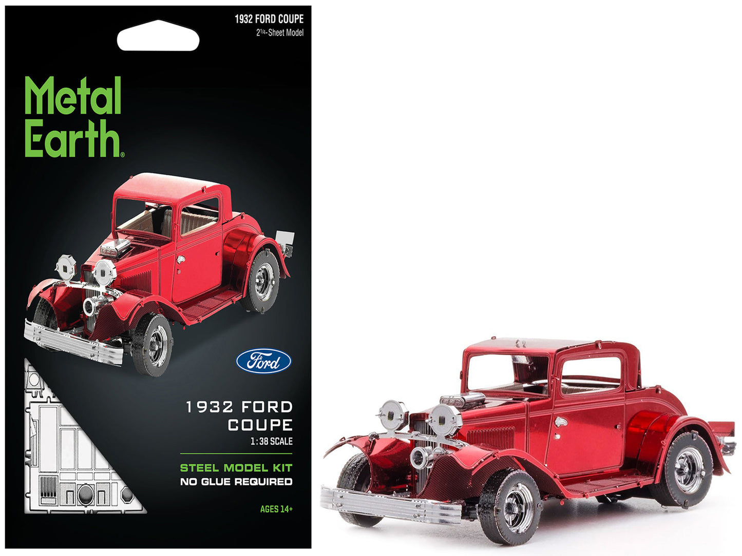 Model Kit 1932 Ford Coupe Red (Moderate Difficulty) Steel Model by Metal Earth - Use code SHOPAPP15 to get 15 percent off  free shipping USA