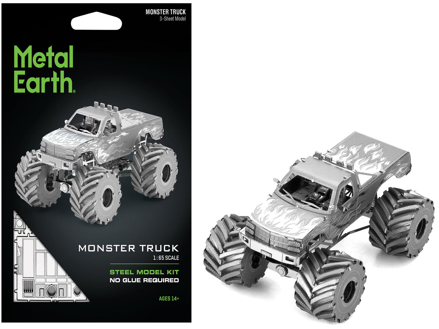 Model Kit Monster Truck with Flame Graphics (Moderate Difficulty) Steel Model by Metal Earth - Use code SHOPAPP15 to get 15 percent off  free shipping USA