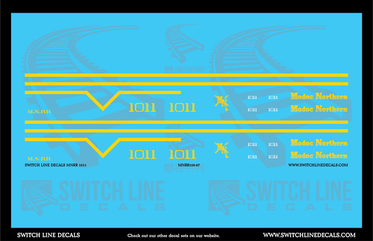 HO Scale Modoc Northern 1011 Locomotive Decal Set