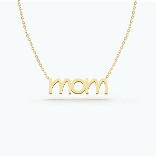 14k Gold mom letter Necklace by VicStoneNYC Fine Jewelry