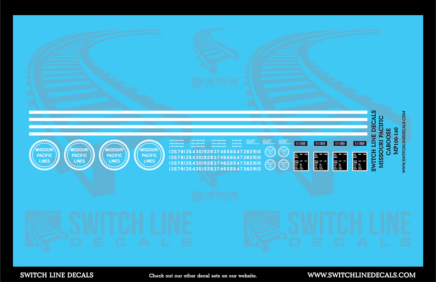 N Scale Missouri Pacific Extended Vision Caboose Decal Set