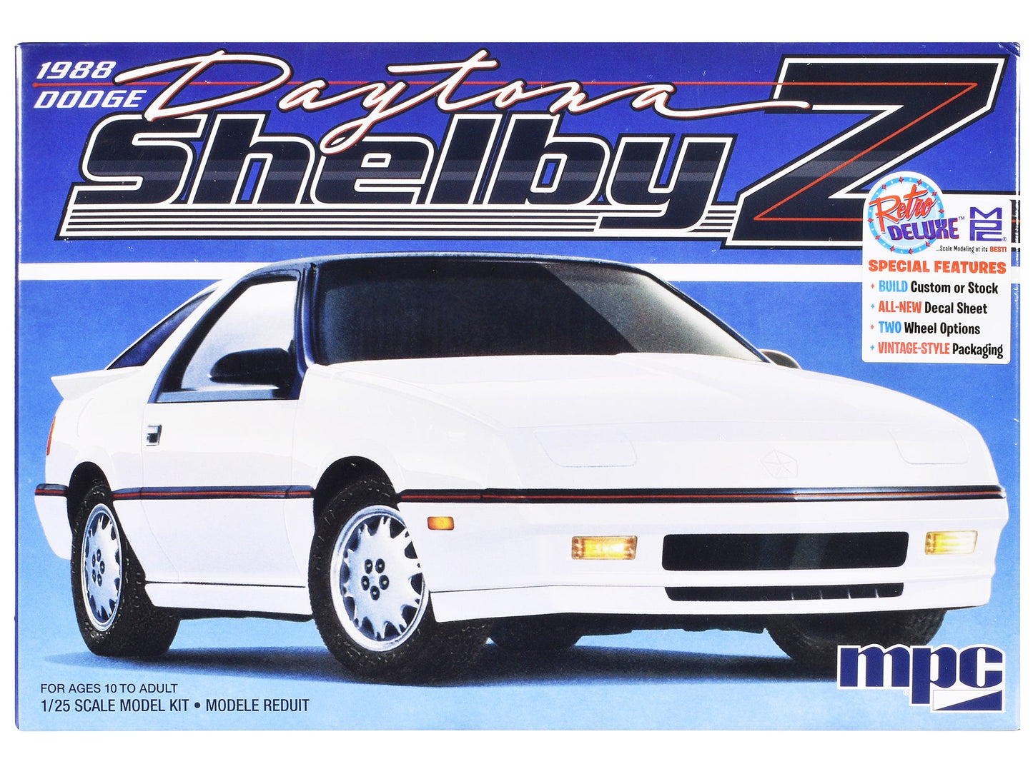 Skill 2 Model Kit 1988 Dodge Shelby Daytona Z 2-in-1 Kit 1/25 Scale Model by MPC  free shipping USA