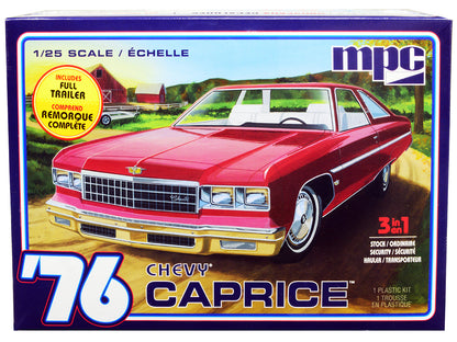Skill 2 Model Kit 1976 Chevrolet Caprice with Trailer 3-in-1 Kit 1/25 Scale Model by MPC  free shipping USA