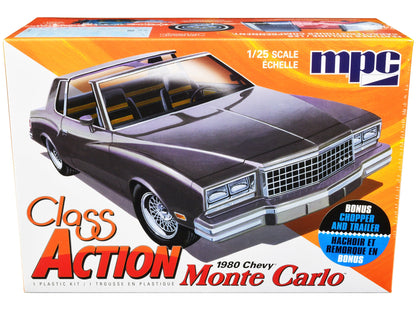 Skill 2 Model Kit 1980 Chevrolet Monte Carlo "Class Action" with Motorcycle and Trailer (Skill 2) 1/25 Scale Model Car by MPC  free shipping USA