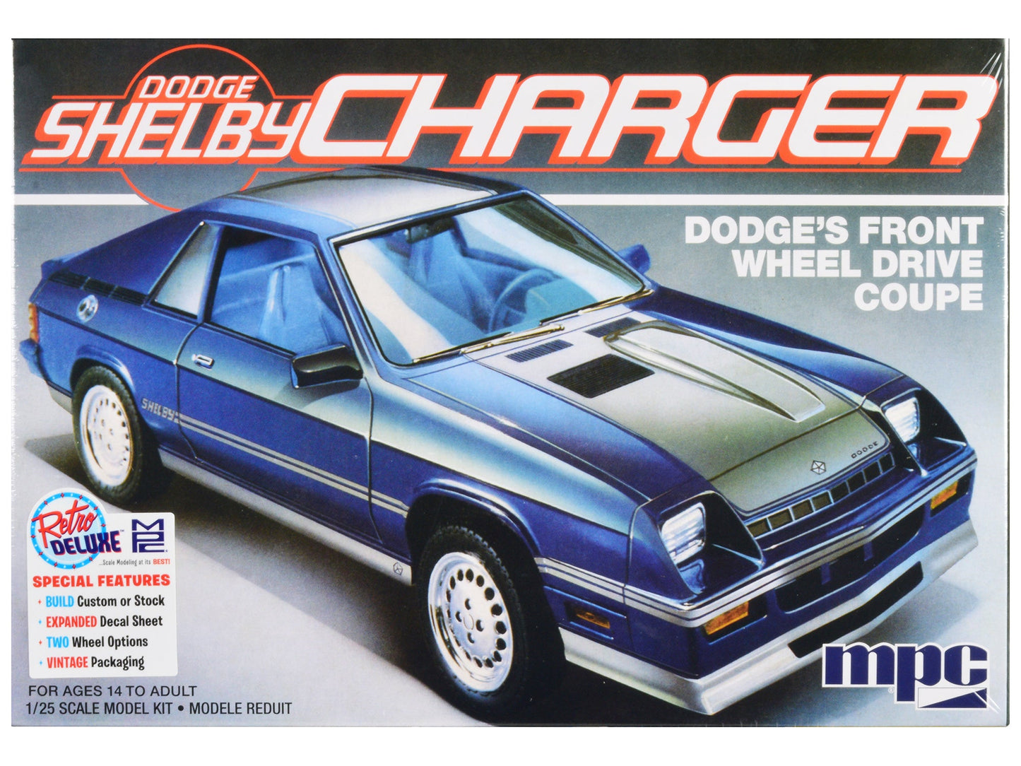 Skill 2 Model Kit 1986 Dodge Shelby Charger 1/25 Scale Model by MPC  free shipping USA