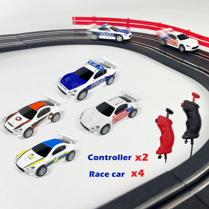MR-02 Slot Car Racing Set – Deluxe Electric Race Track with 4 Cars & Dual Controllers