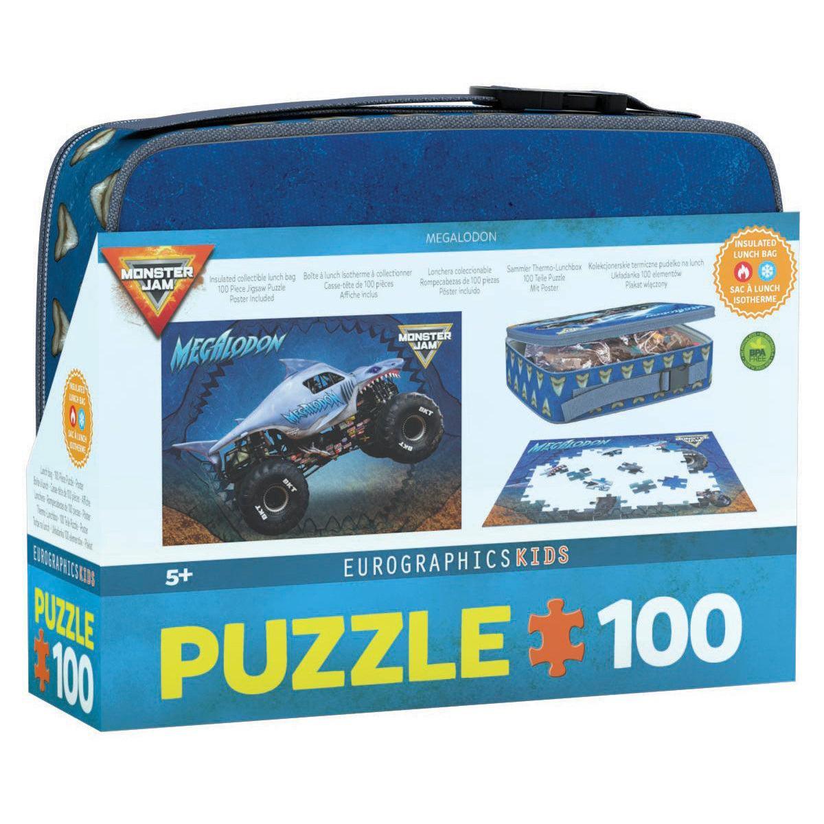 Megalodon Monster Jam Lunch Bag & 100 Piece Jigsaw Puzzle Eurographics