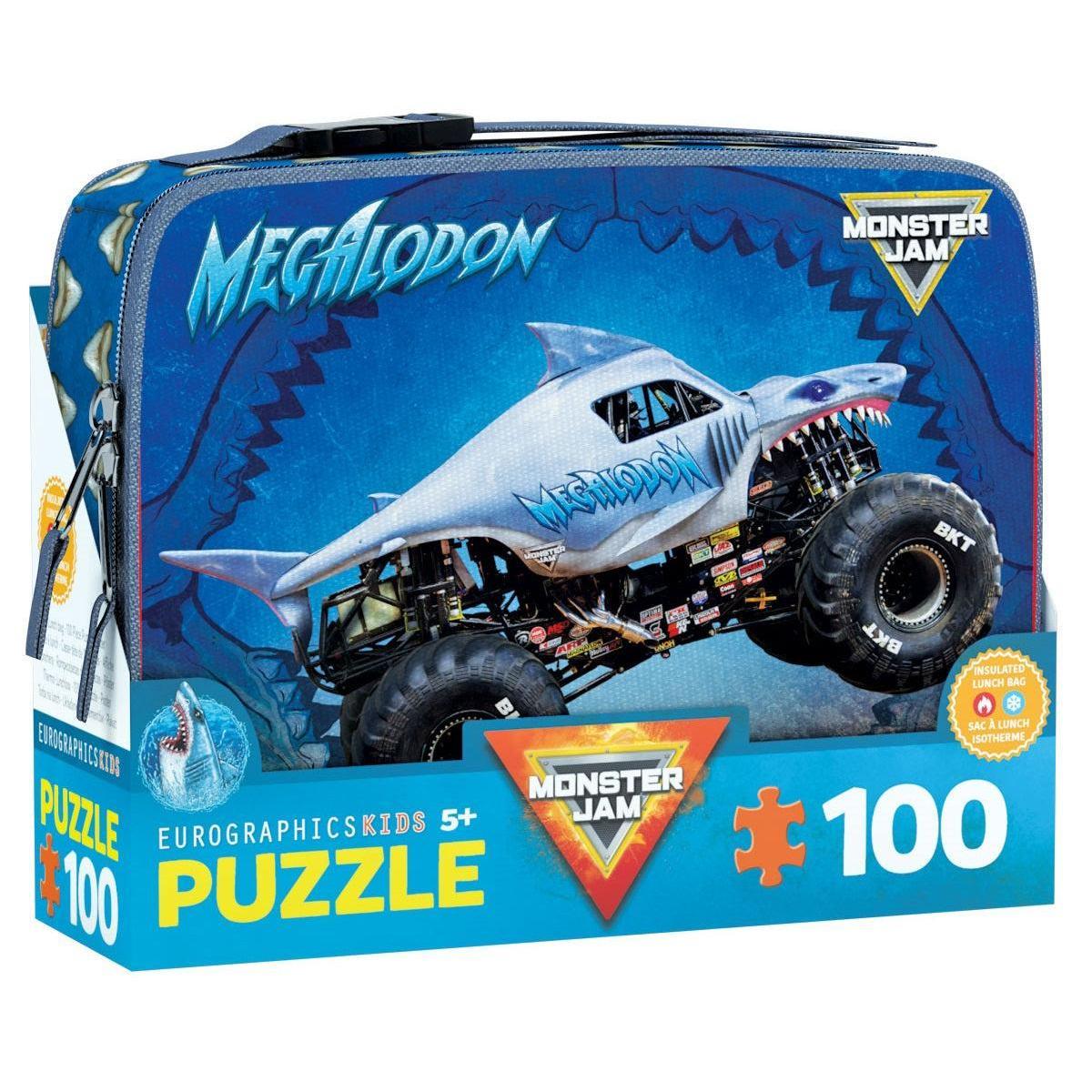 Megalodon Monster Jam Lunch Bag & 100 Piece Jigsaw Puzzle Eurographics