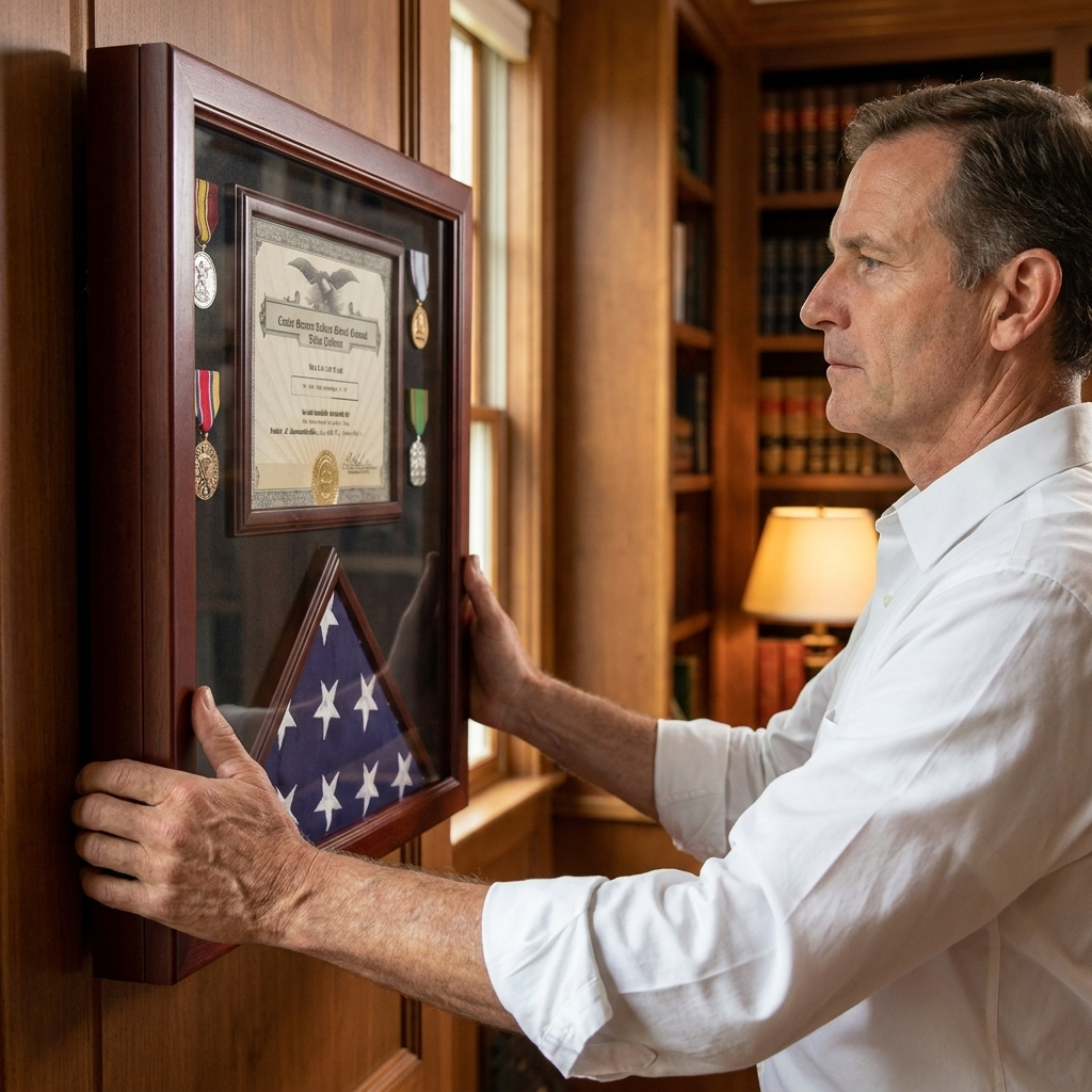 Flag Connections Flag Document Display Case, Wood, Made By Veterans