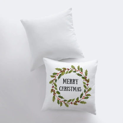 Merry Christmas | Wreath | Pillow Cover | Christmas Pillow | Christmas Decor | Throw Pillow | Home Decor | Decorative Pillows for Couch | Sofa Pillow by UniikPillows