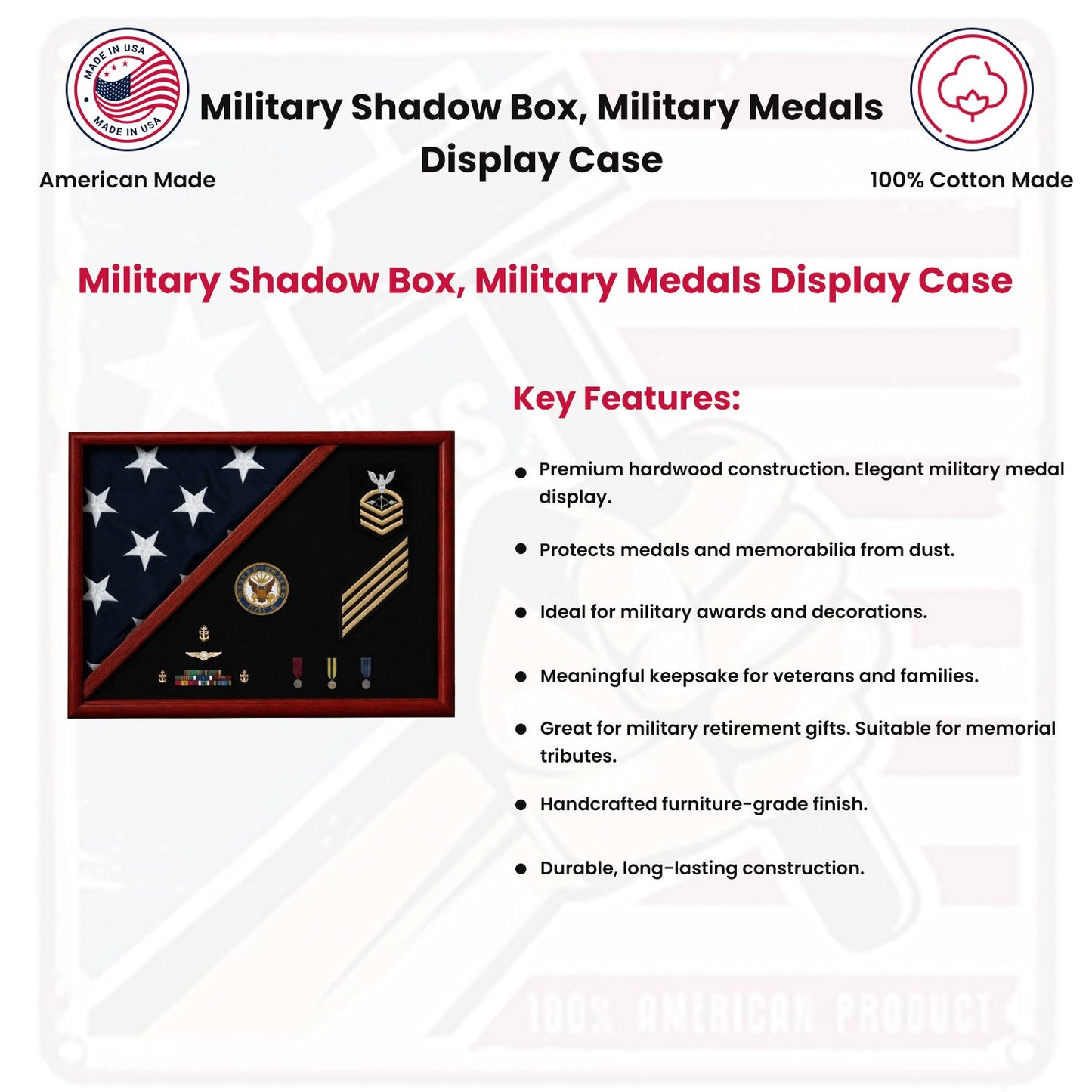 Military Shadow Box, Military Medals Display Case