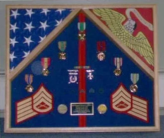 Military Flag Case For 2 Flags and Certificate Display Case