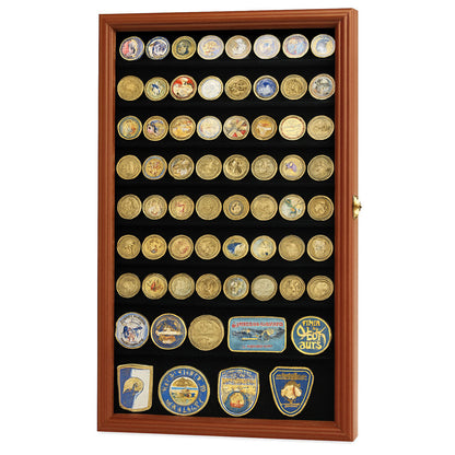 Large Military Challenge Coin Display Case Cabinet Holders Rack 98% UV - Lockable