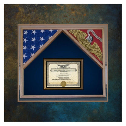 Military Flag Case For 2 Flags and Certificate Display Case, 2 flags 3'x5' each