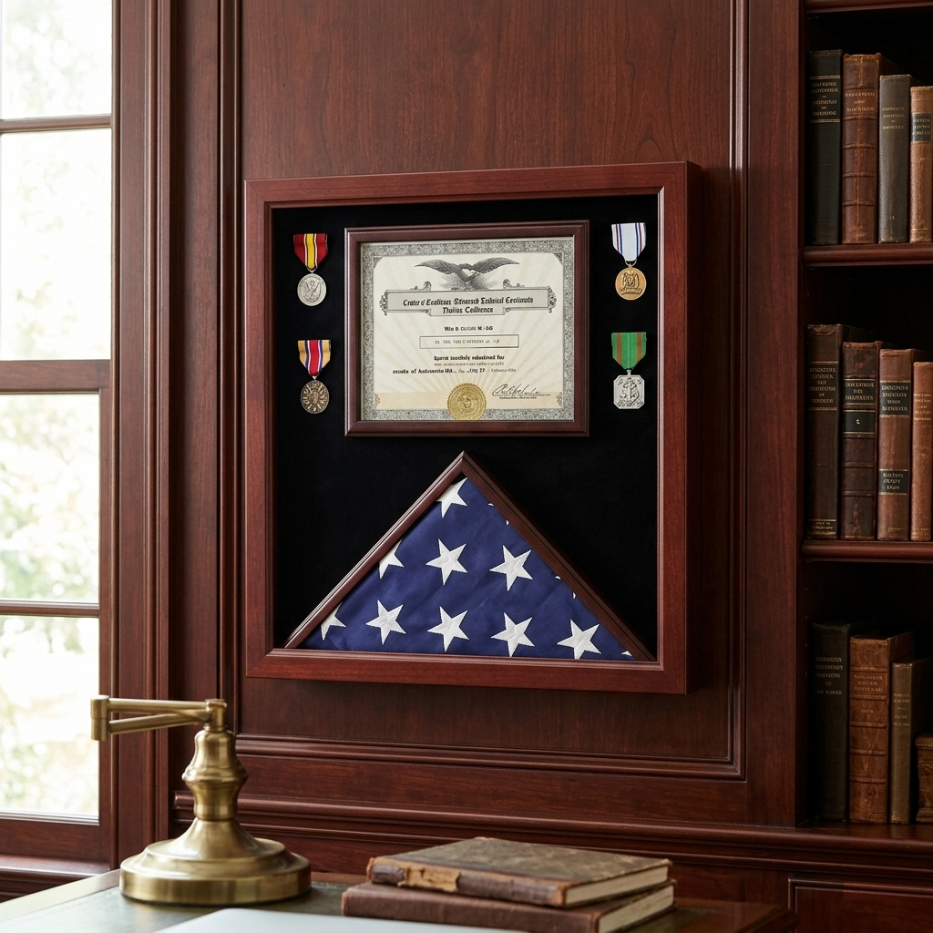 Flag Connections Flag Document Display Case, Wood, Made By Veterans