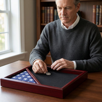 Shadow box for 3x5 flag, Cherry finish
