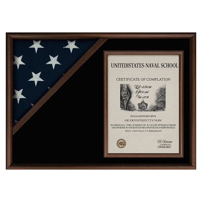Flag Display Case Flag and Certificate Flag Box, Walnut or cherry wood
