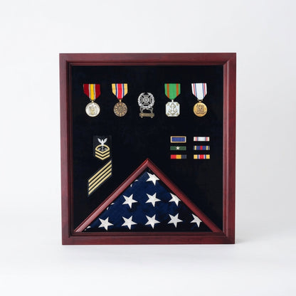 Military Flag and Medal Display Case - 3' x 5' Shadow Box.