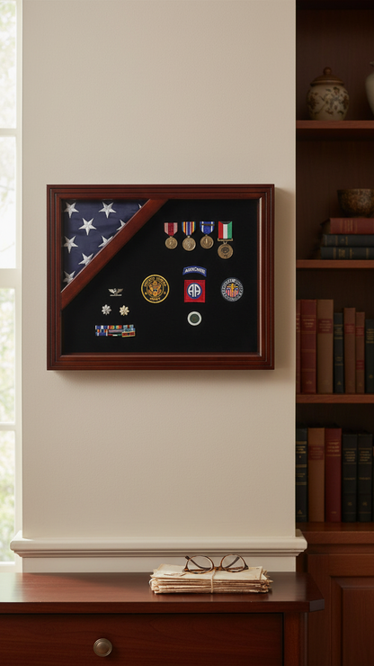Flag Display Case American Flag Box Burial Flag Case. - Corner flag case
