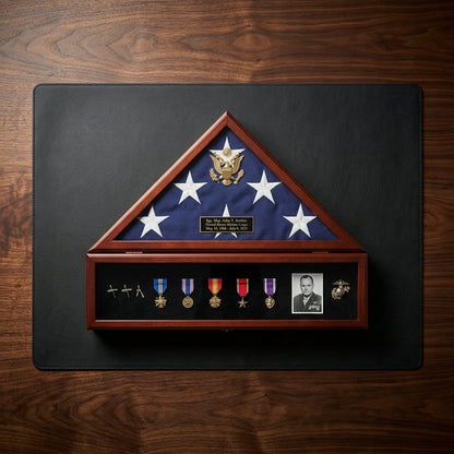 American Flag Case and Medal Display Case With 3' x 5' Flag - Presidential