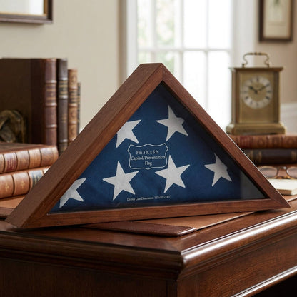 Capitol Flag Case for 3' by 5' Burial/Presentation Flag, Dark Walnut