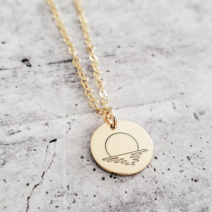 Minimalist Ocean Sunset Charm  Necklace by Salt and Sparkle