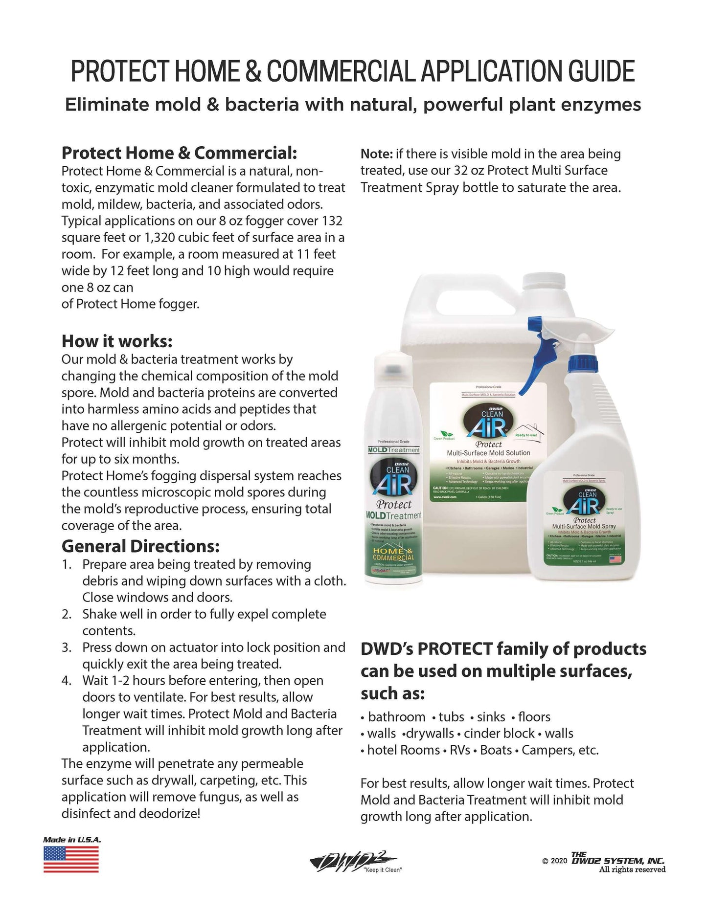 DWD2 Protect™ Home & Commercial Mold-Odor Treatment Plant-Based Malodor Remover Fogger by The DWD2 System, Inc.