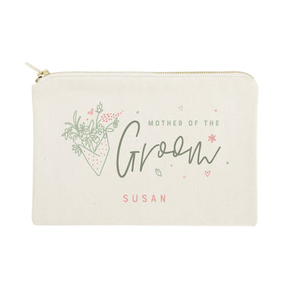 Floral Mother of the Groom Personalized Cotton Canvas Cosmetic Bag by The Cotton & Canvas Co.