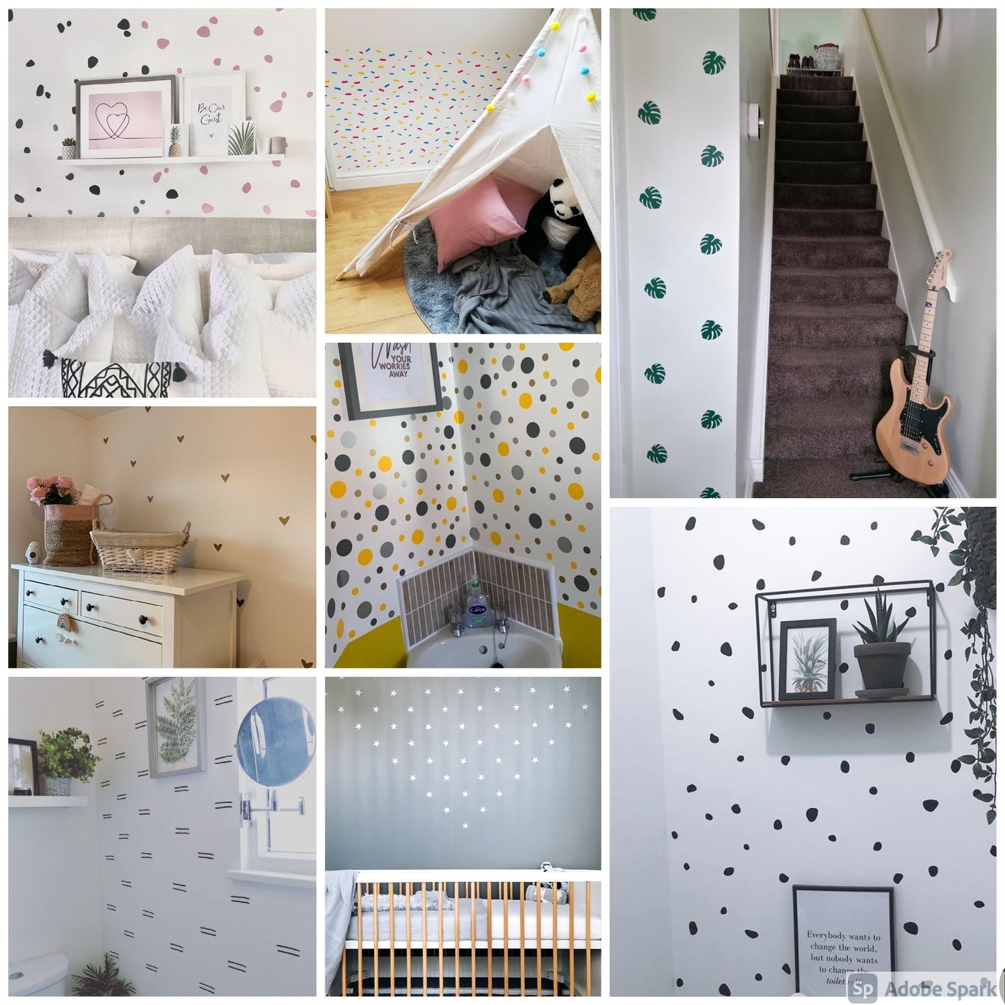Assorted Shapes Wall Stickers Decal Bedroom Kids Nursery Dressing Room Home Decor Decal *Excludes Rose Gold & Chromes & Glitter Colours - ONE COLOUR/SHAPE PER A PACK by WinsterCreations™ Official Store