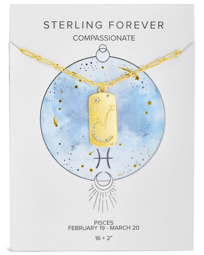 CZ Constellation Dog Tag Pendant Necklace by Sterling Forever