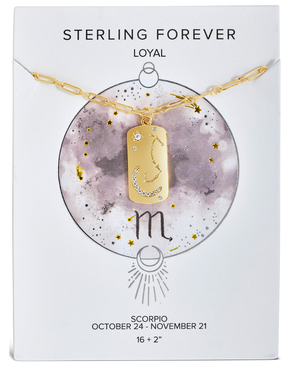 CZ Constellation Dog Tag Pendant Necklace by Sterling Forever