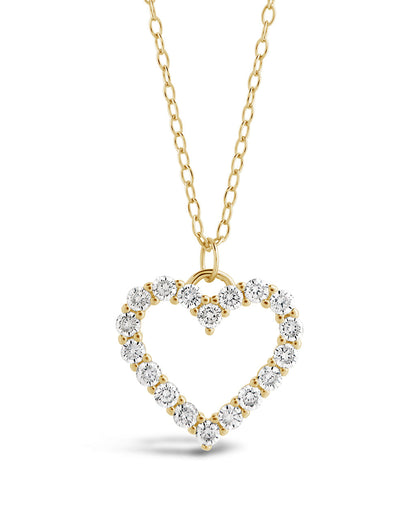 Sterling Silver Cubic Zirconia Outline Heart Pendant Necklace by Sterling Forever