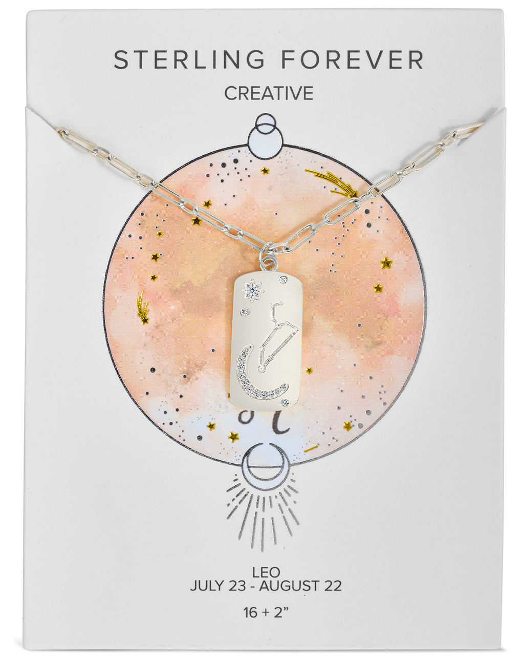 CZ Constellation Dog Tag Pendant Necklace by Sterling Forever